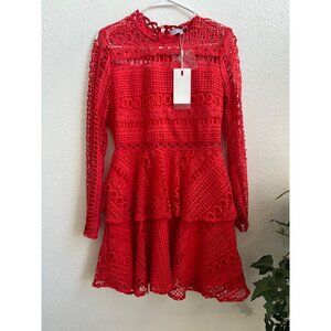NWT Dusty Rose womens bright orange long sleeve mesh dress size M